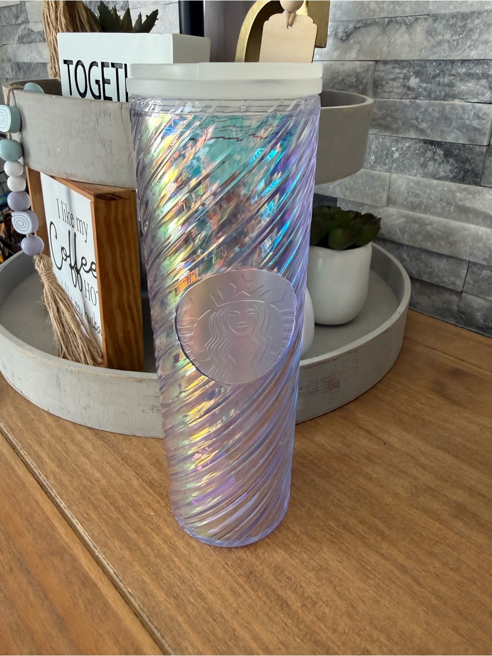 Starbucks Iridescent Swirl Travel Tumbler - White Lid